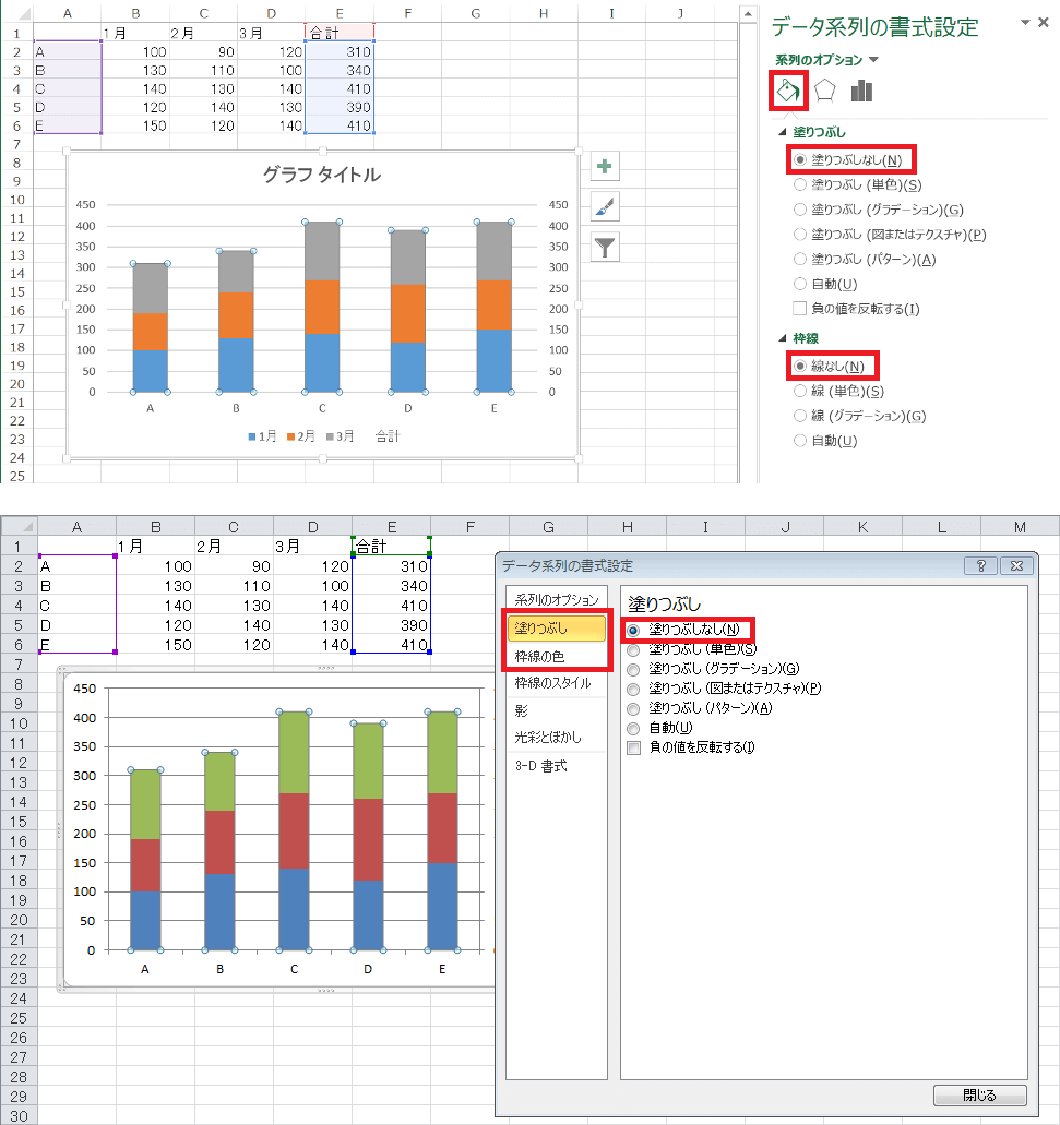 積み上げ縦棒グラフ 系列の合計値を表示する方法 Excel ヘルプの森